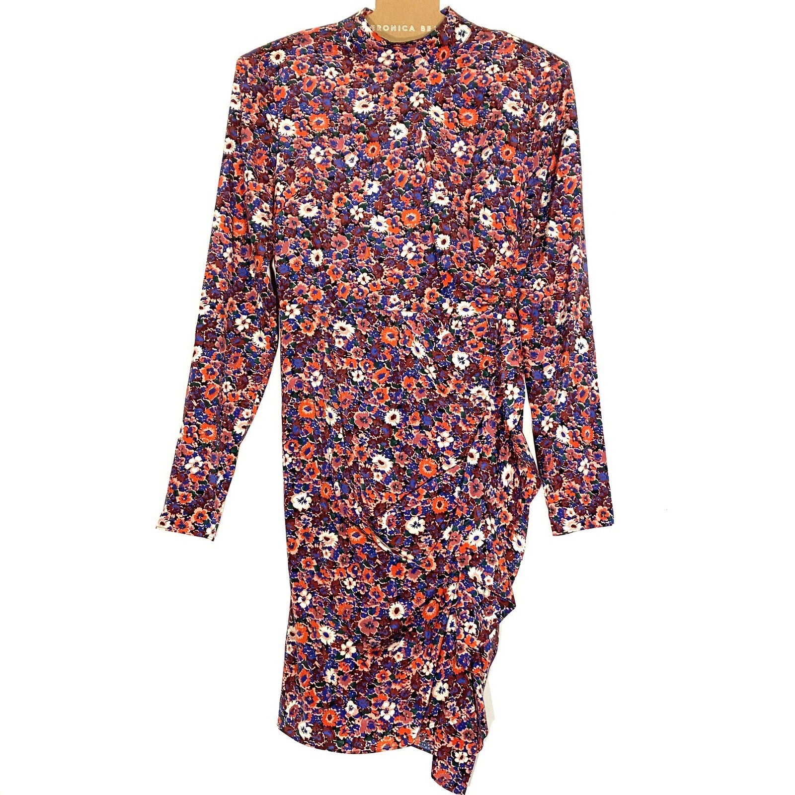 VERONICA BEARD Louella Silk Floral Long Sleeve Mini Dress Berry Red (MSRP $648)