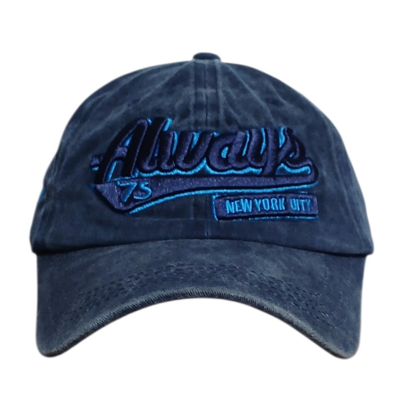 Always 75 NYC embroidered distressed Strapback baseball cap Blue