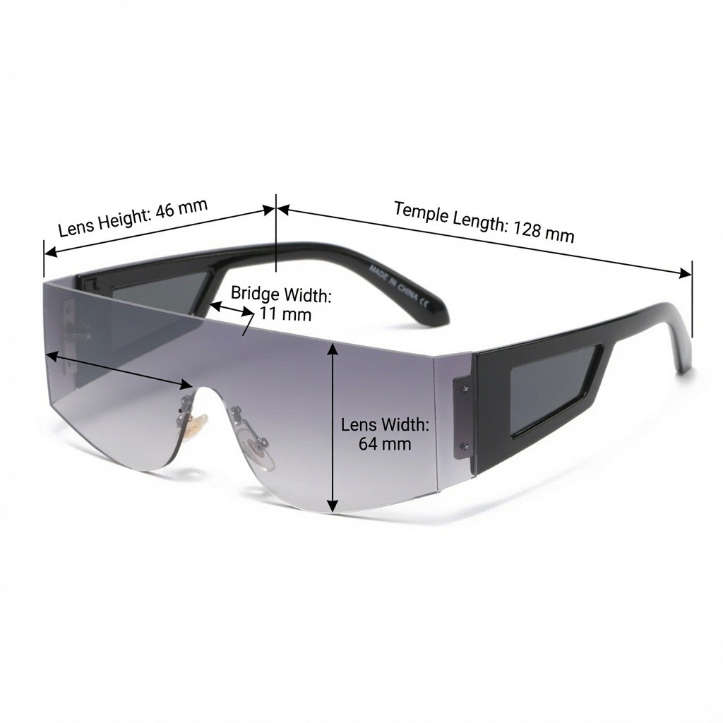 Men Sunglasses Rimless Shield Style High Fashion Events Sleek Futuristic Shape