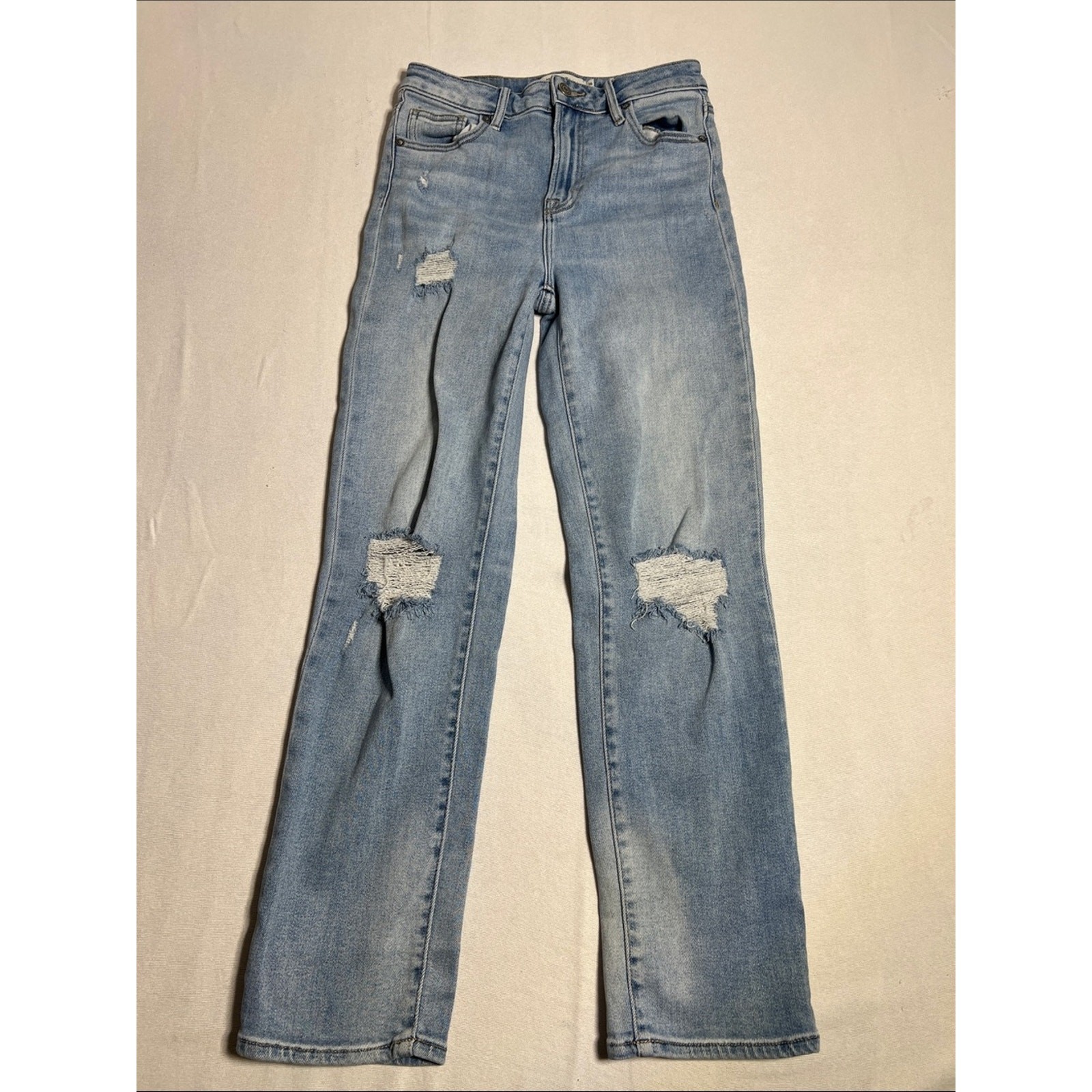 Distressed Light Blue Straight-Leg Women’s Jeans