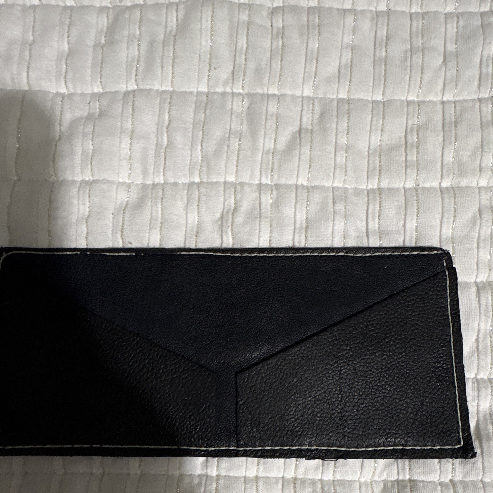 Men’s Black Solid Fold Wallet, Stitched Accents Men’s Wallet