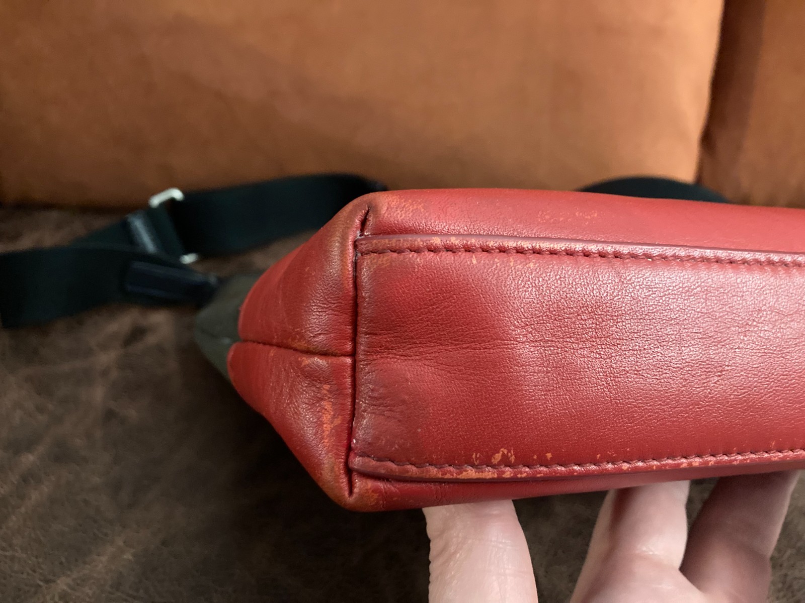 Coach “Camden” crossbody in Gray and Orange/Red Leather_bag No. J1405-F71341