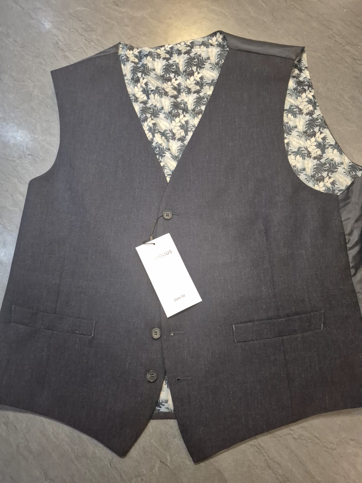 Limehaus Slim Fit Suit Waistcoat, Blue Size 48R BNWT