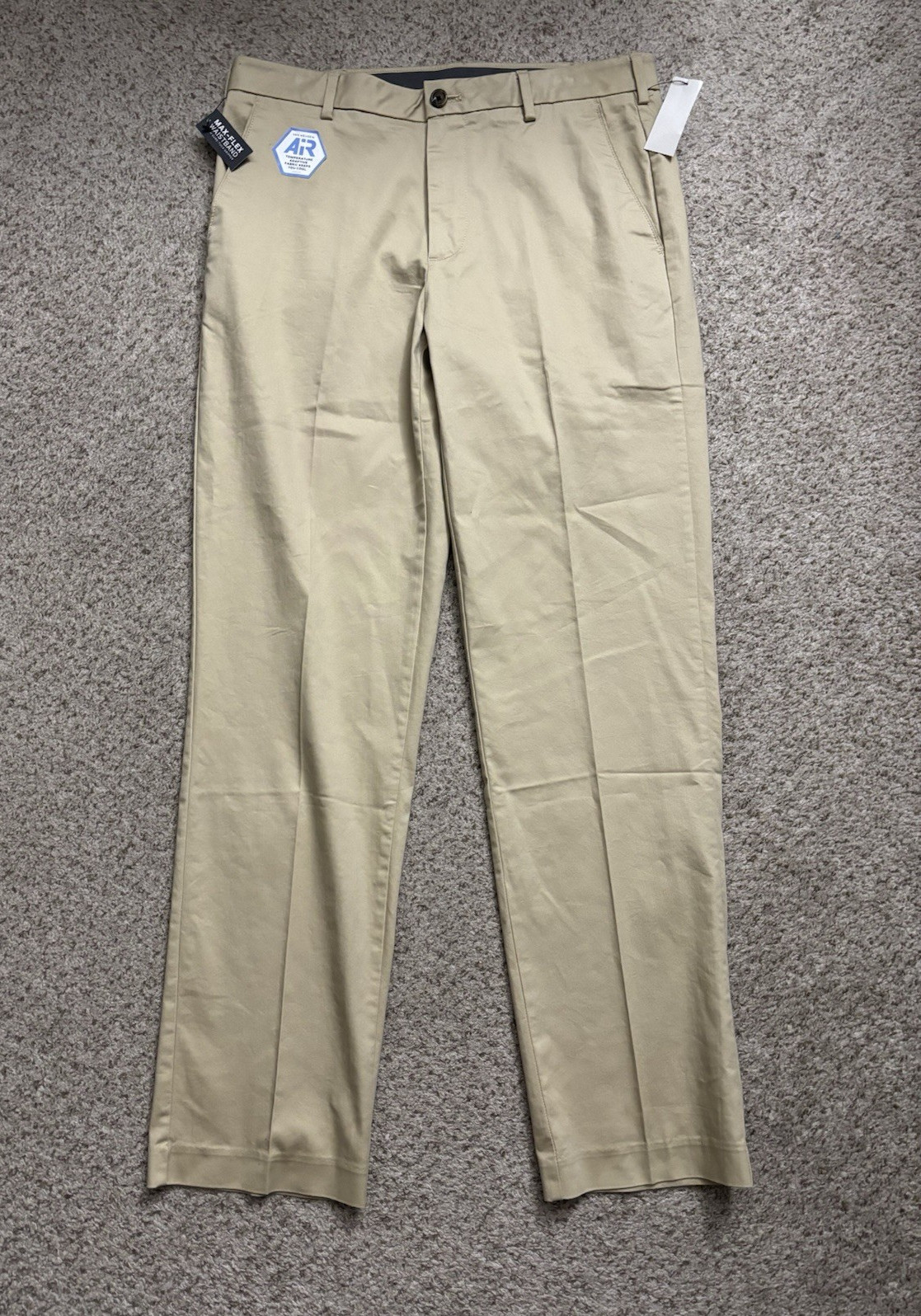 NEW Van Heusen Pants Mens Size 32×32 Beige Classic Straight Air Cool Flex Dry