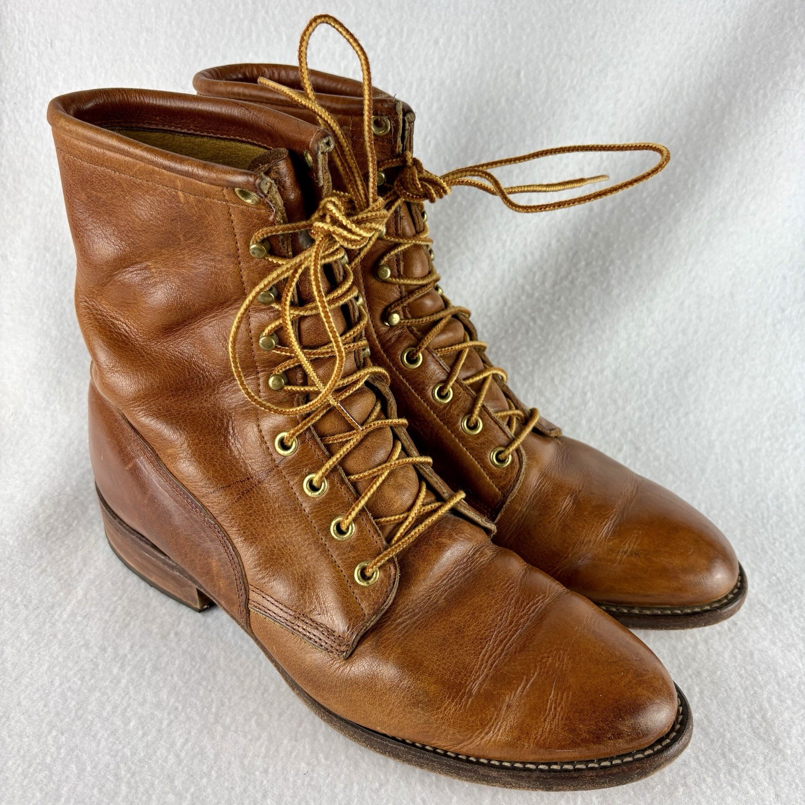 VTG J. Chisholm 9.5D brown leather packer / work boots USA Made