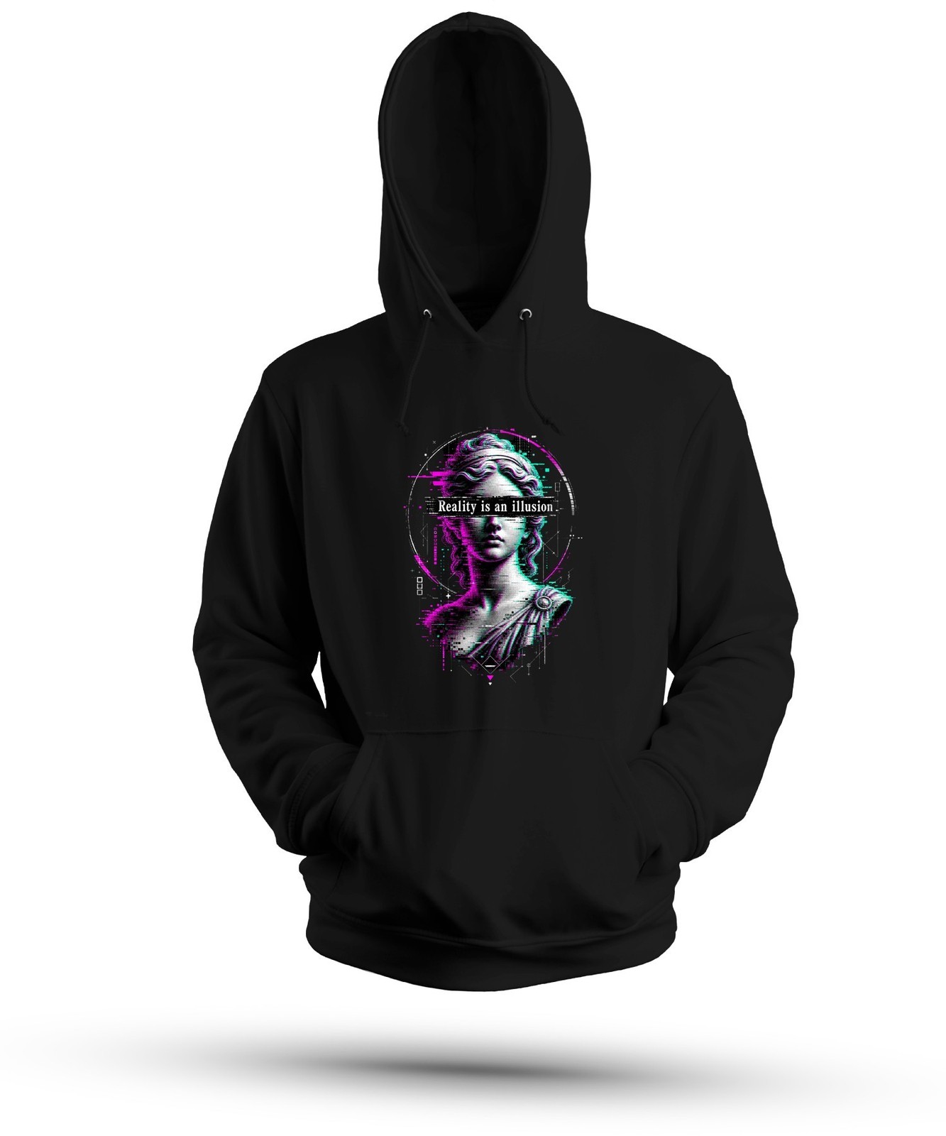 Reality is an illusion Glitch Greek Bust Unisex Hoodie Hooded Sweatshirt