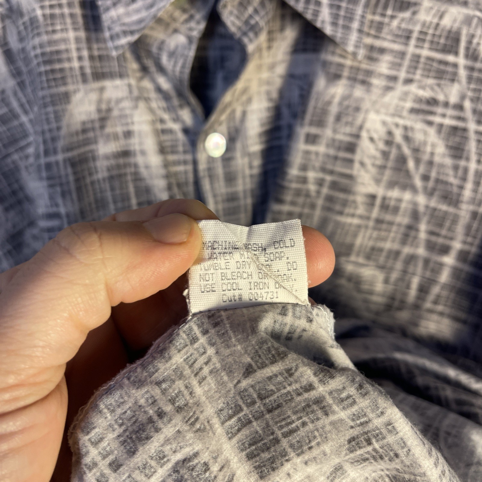 Tori Richard Shirt ens L Grey Palm Grid Cotton Lawn Aloha Hawaiian Made in USA