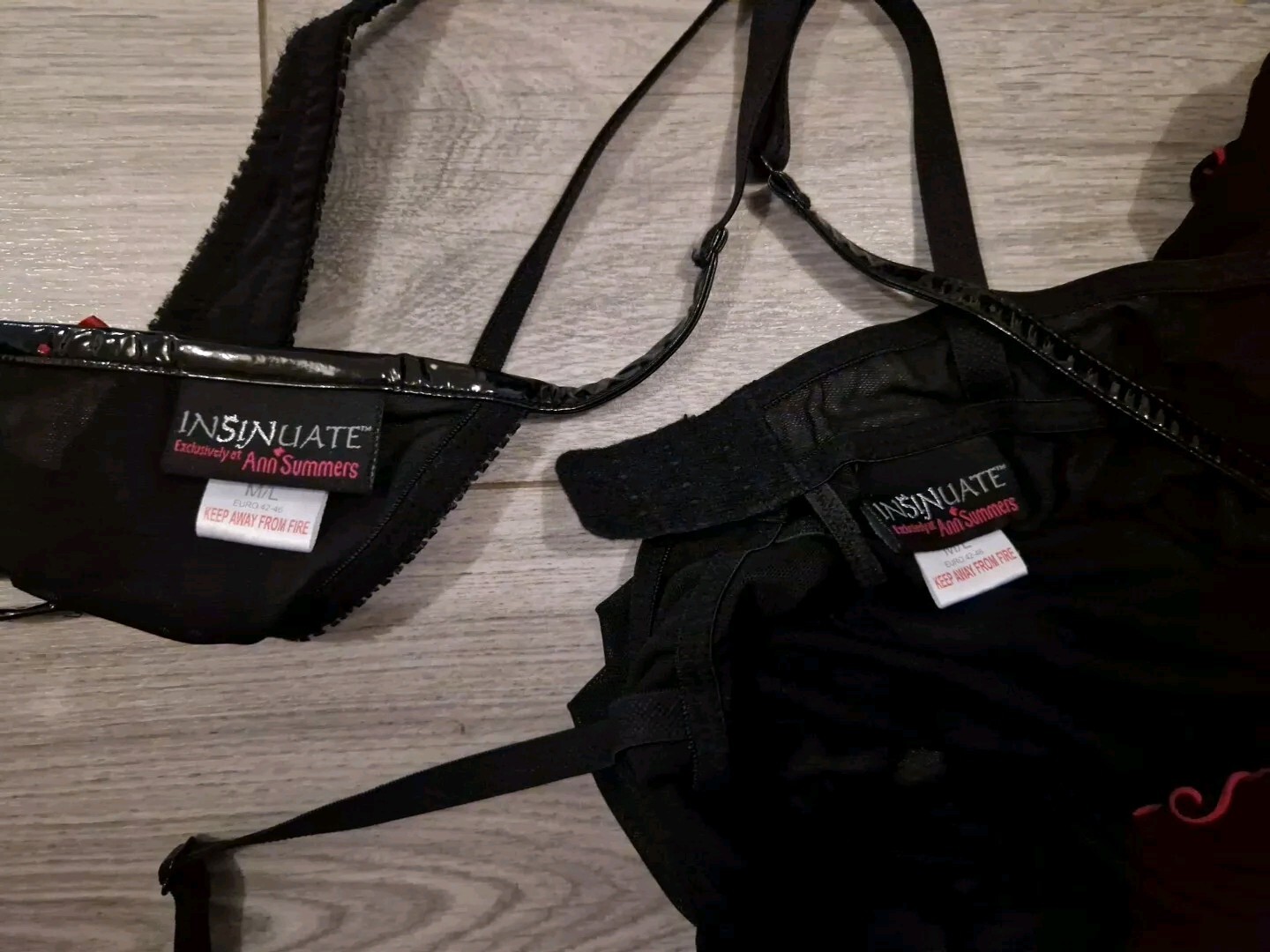 BNWOT Vintage Ann Summers Insinuate Black Mesh & PVC Babydoll Set Size M/L 16-20