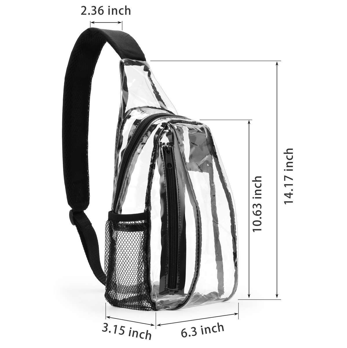 Clear PVC Sling Bag Transparent Stadium Shoulder Crossbody Chest Pack Adjustable