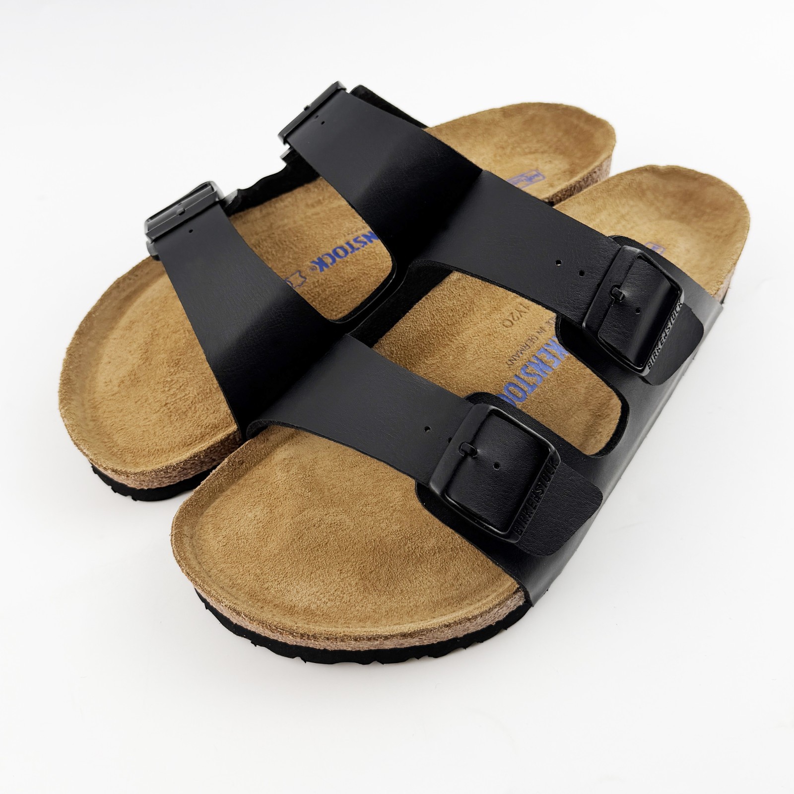Birkenstock Arizona Black Soft Footbed Birko-Flor Leather Unisex Casual Sandals
