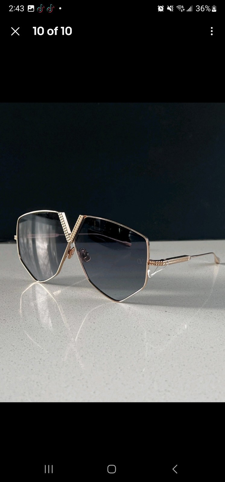 VALENTINO V HEXAGON INSPIRED VLS115 Gold Titanium Gray 115A Rock Stud Sunglasses