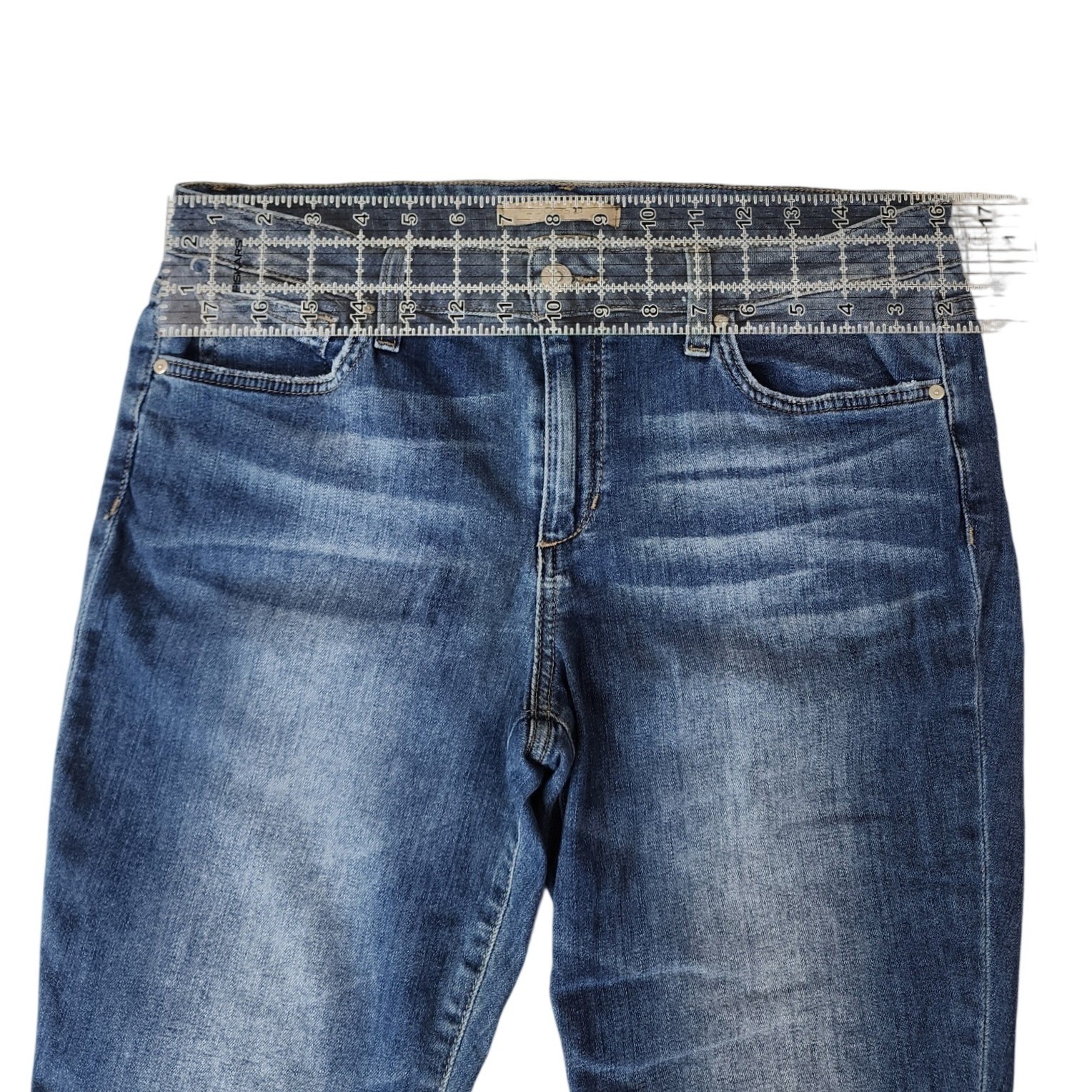 Joe’s Jeans Blanche Skinny Ankle Jeans 31 Blue Raw Hem Whiskered Stretch Denim