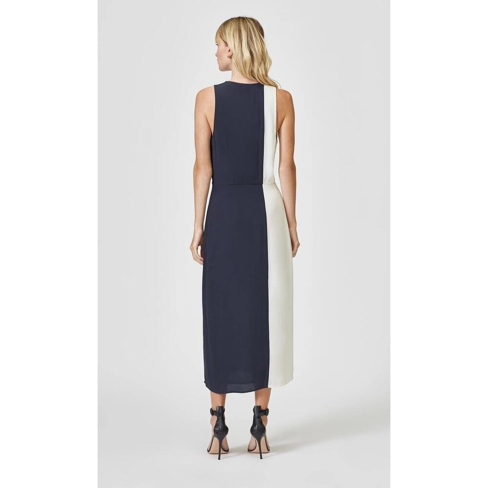 Equipment Femme Galane Black White Colorblock Two-Tone Sleeveless Dress 8 NWT
