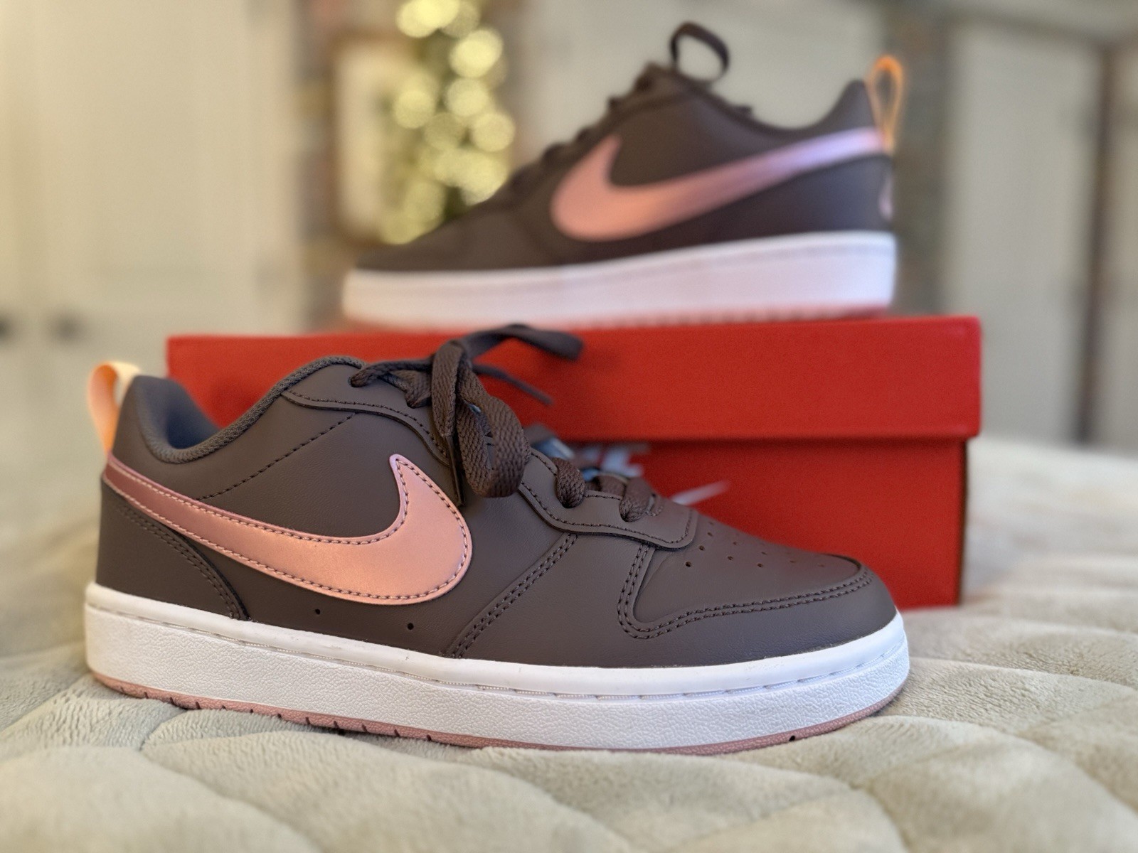 NIKE COURT BOROUGH LOW 2 GS Violet/Pink Kids Shoes BQ5448-200. #C3