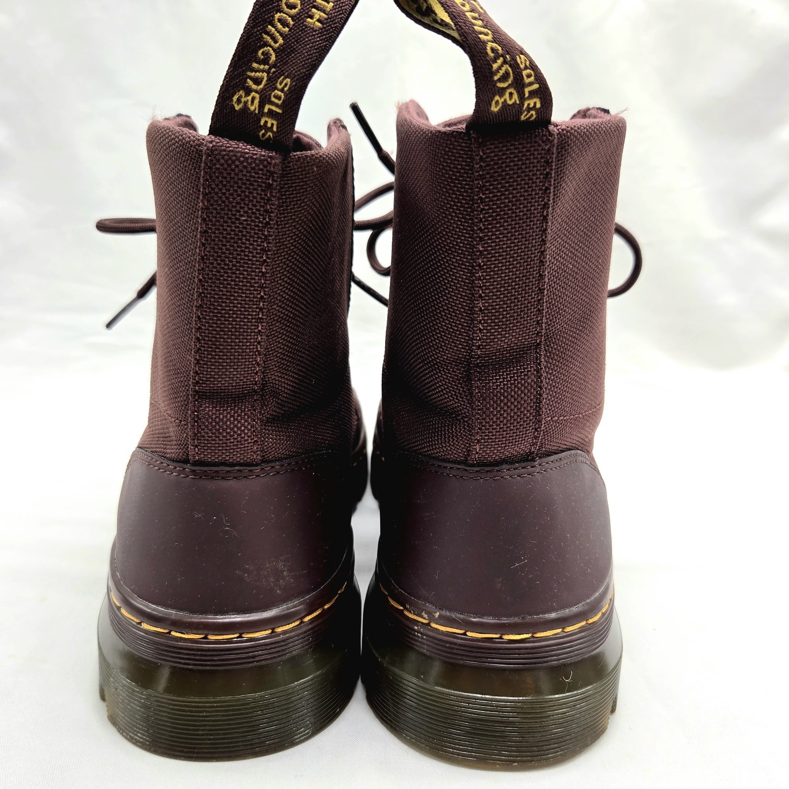 Dr. Martens Combs Tech Burgundy Canvas Combat Boots Mens 8 Womens 9 Mid Rise