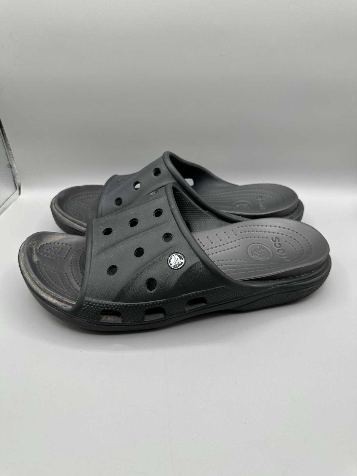 Crocs Baya Slide Open Toe Sandals Men 11 Black Rubber