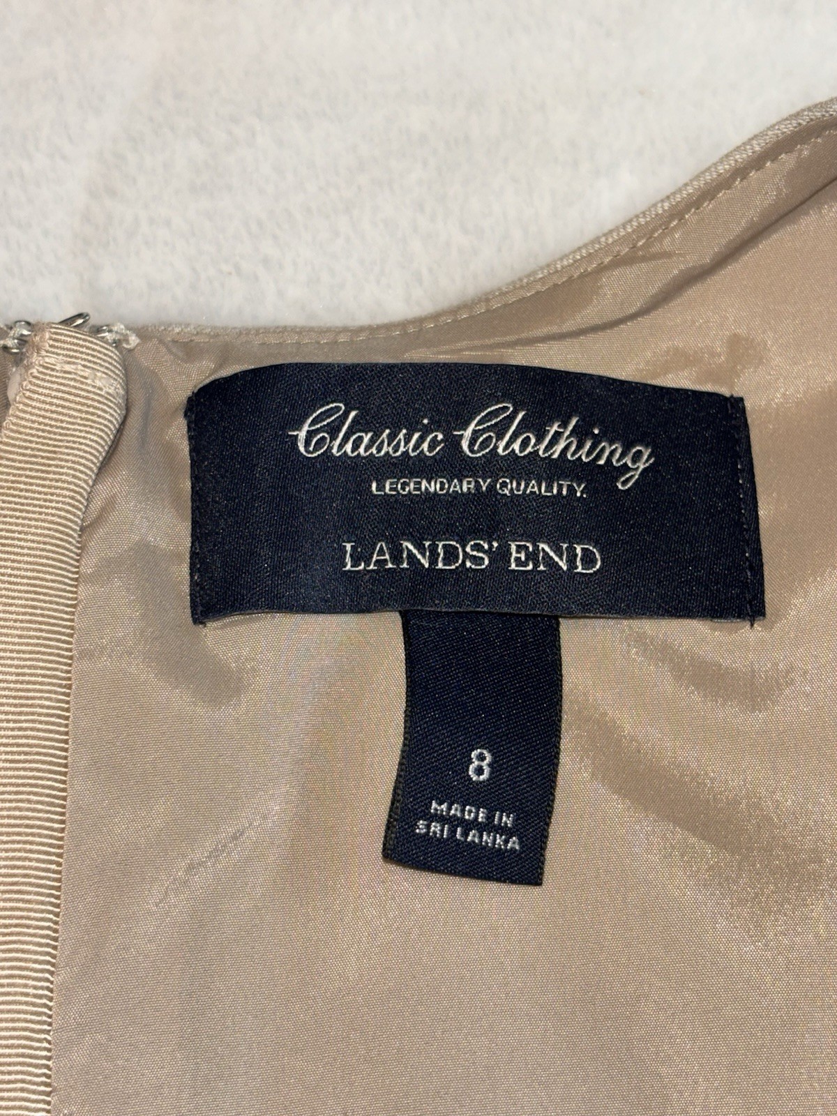Lands’ End Classic Clothing Linen Blend Dress Beige Size 8 Minimalist Sleeveless