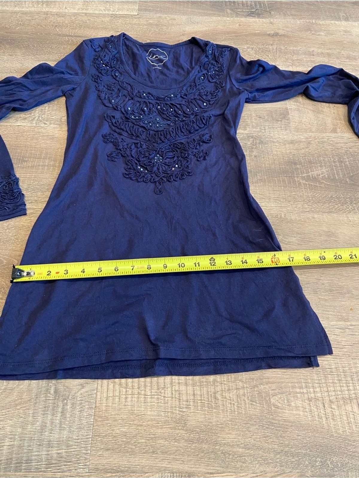 INC Modal Long Sleeve Beaded Tunic Shirt Flare Sleeves NWT Small