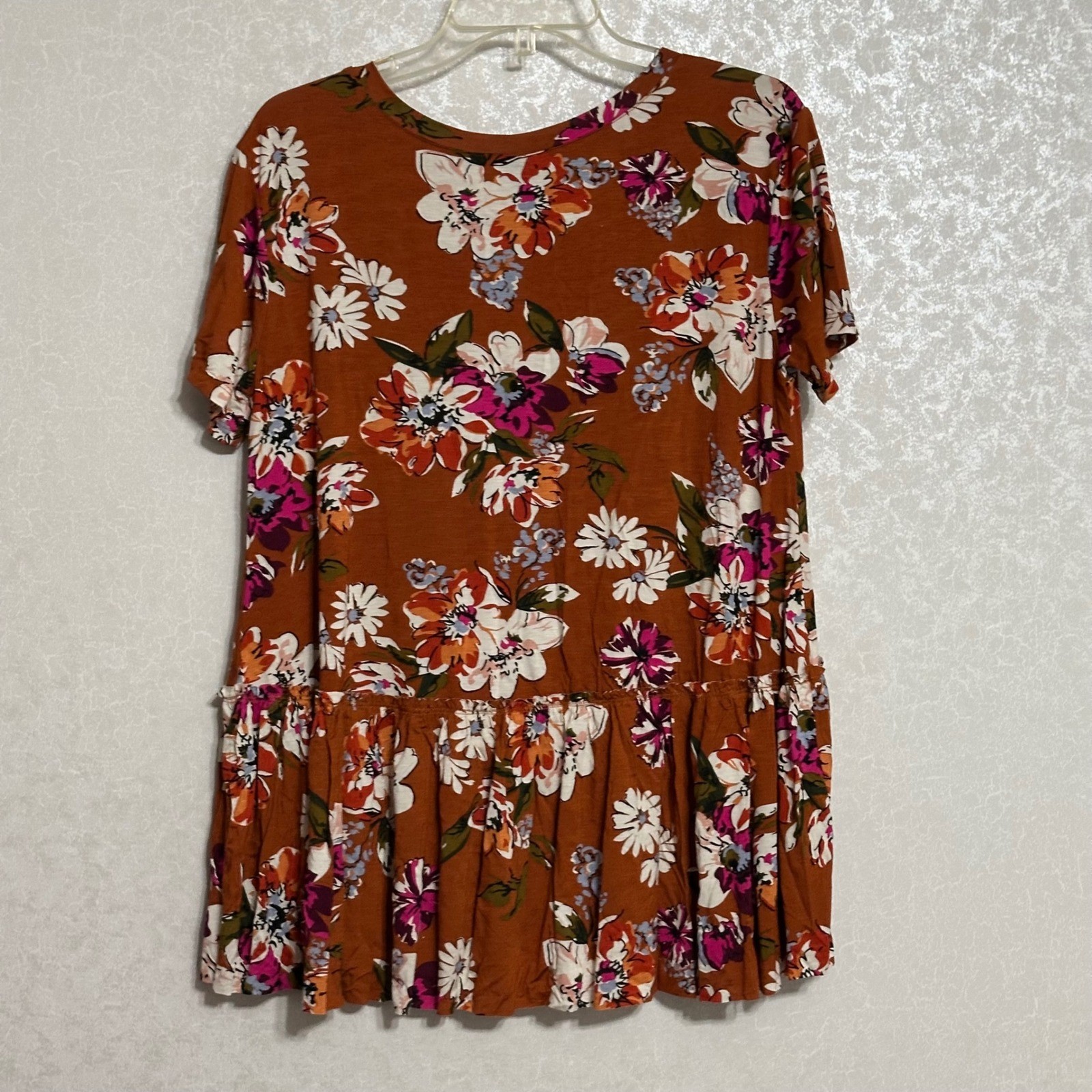 Agnes & Dora Relaxed Ruffle Tee Floral Peplum Top Organic Girl Max Copper NWT XL