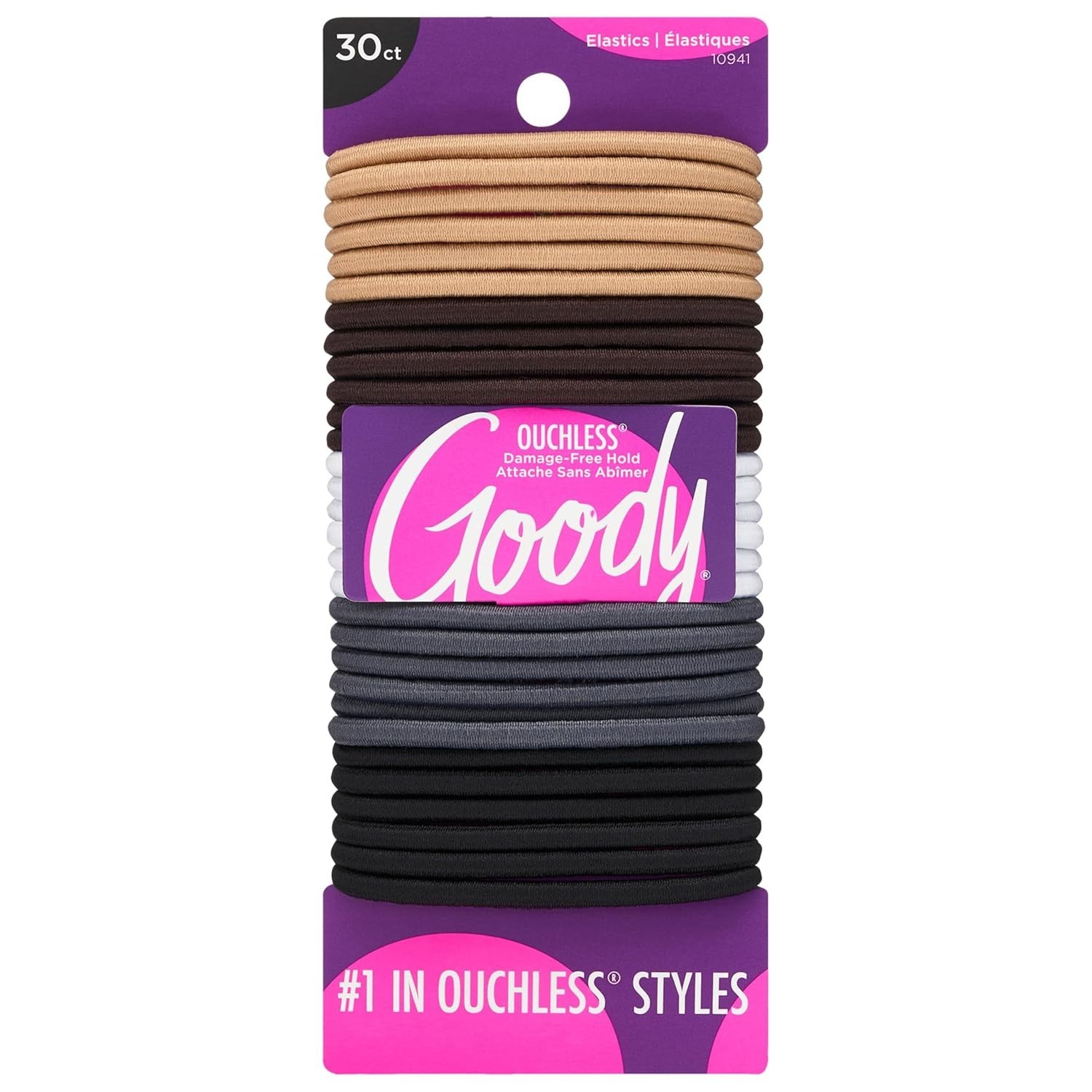 Ouchless Elastic Hair Ties – 30 Ct Assorted Neutrals, Perfect for All Hair Types