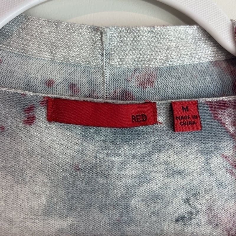 Red By BKE Lightweight Open Front Print Cardigan 3/4 Sleeves Size M