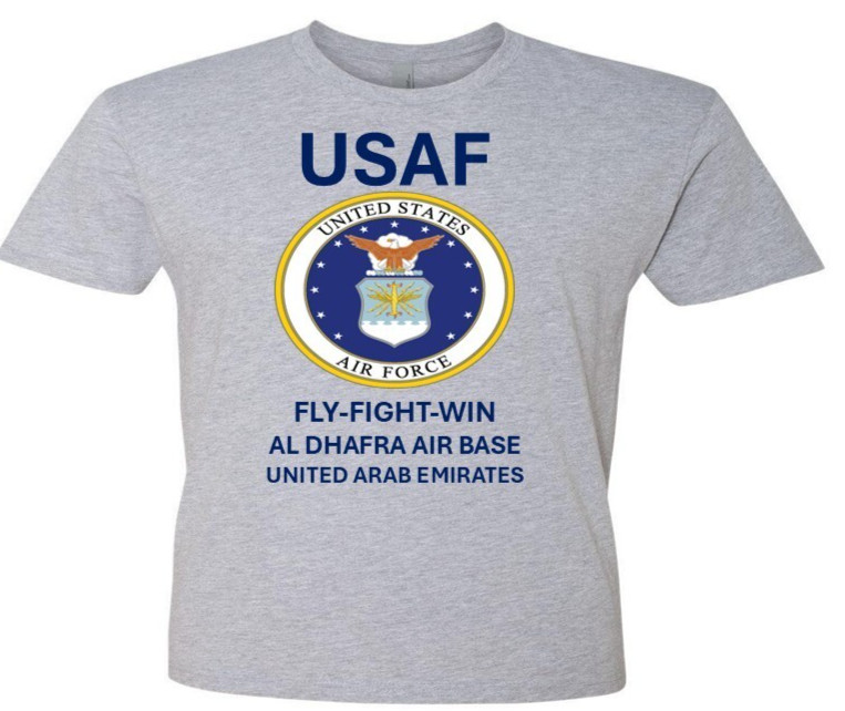 AL DHAFRA AIR BASE* UNITED ARAB EMIRATES*SHIRT W/EMBLEM*USAF OFFICIALLY LICENSED