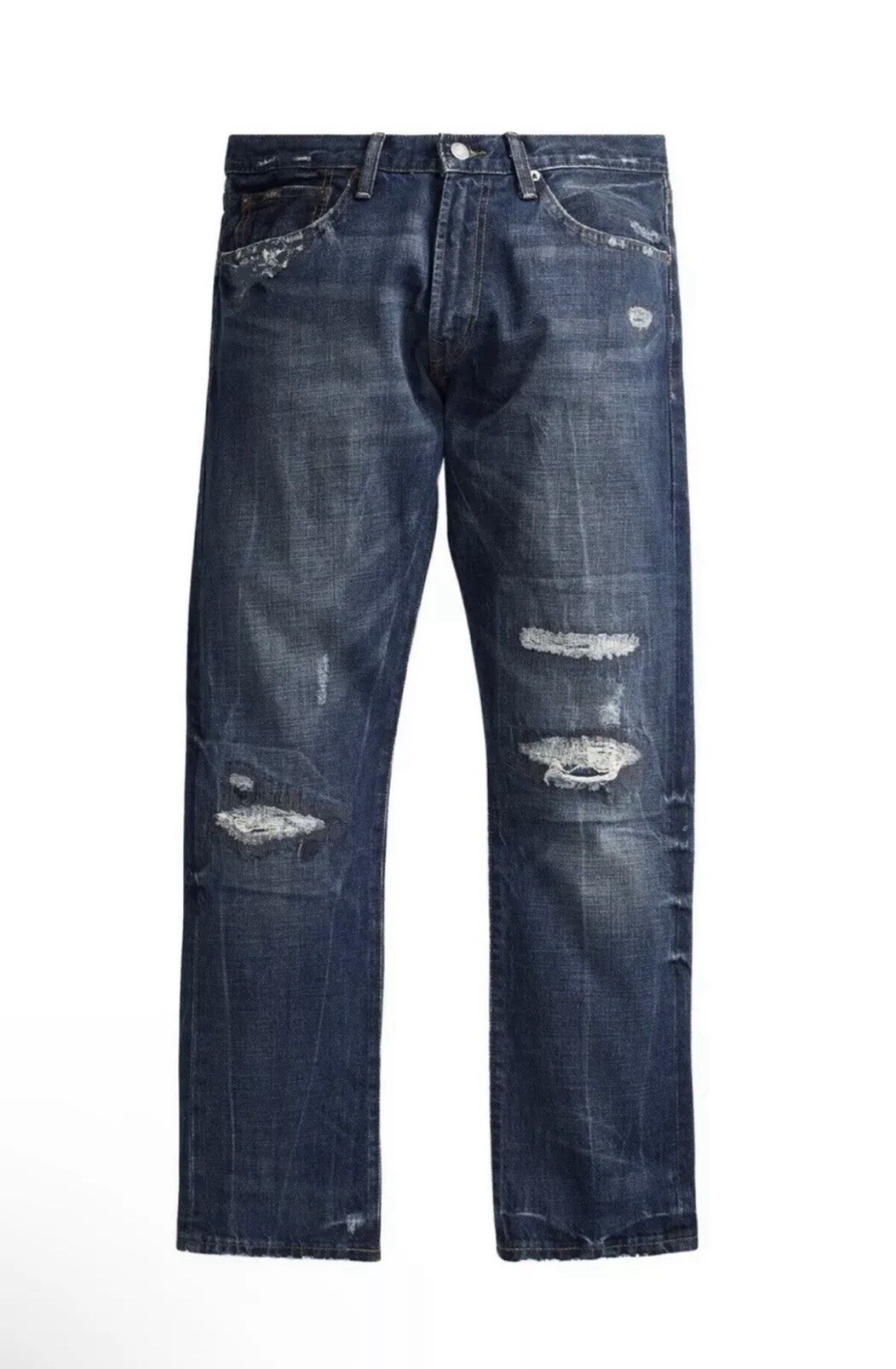 Polo Ralph Lauren Big & Tall Hampton Relaxed Straight Distressed Jeans Sz 48×30