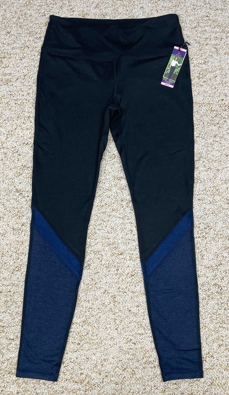 Tangerine Women’s Size Small Color Block Leggings, Black , Navy Heather