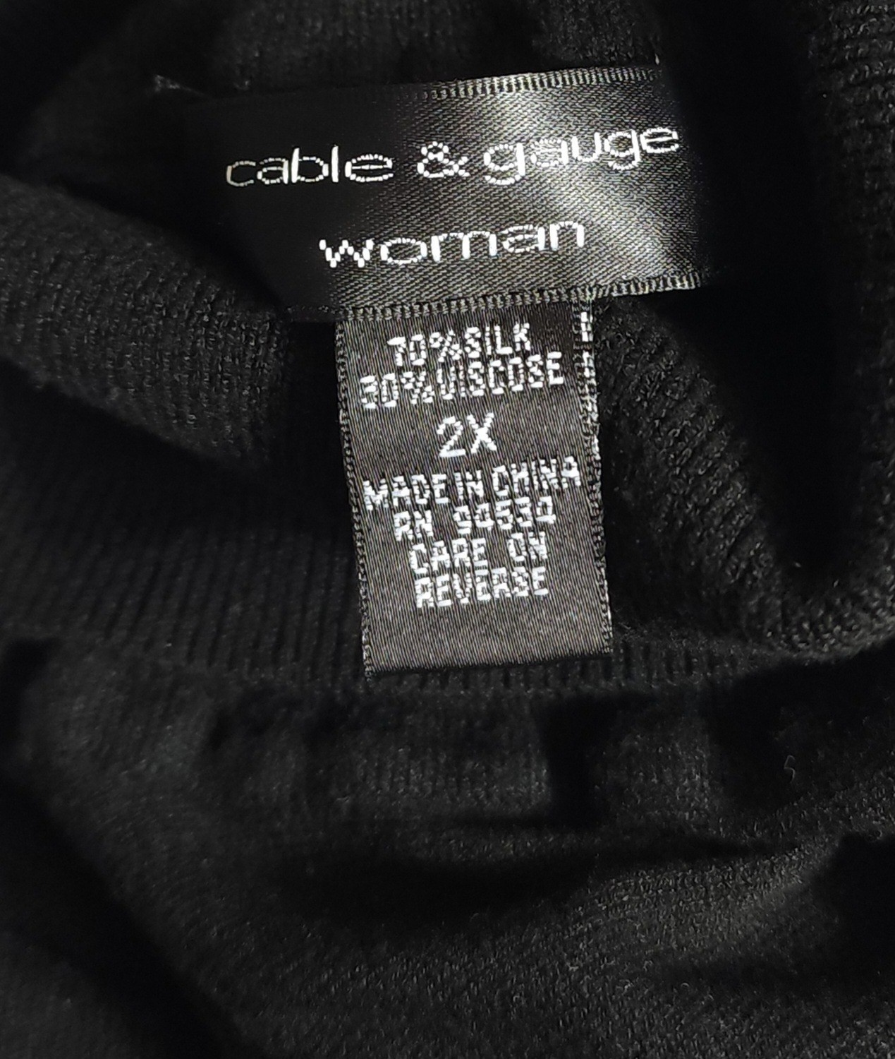 Cable & Gauge 2XL black lightweight turtleneck Top oversize dolman batwing Sleev