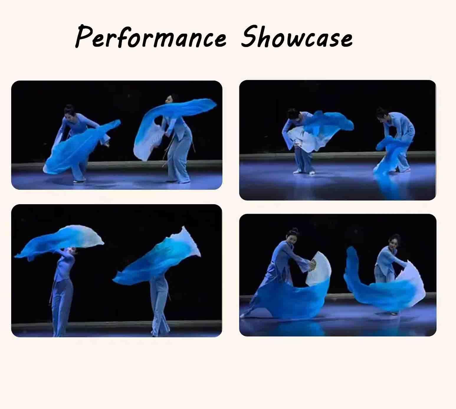 Faux Silk Belly Dance Fans Veils Long Dancing Performance Accessories 2 Pairs