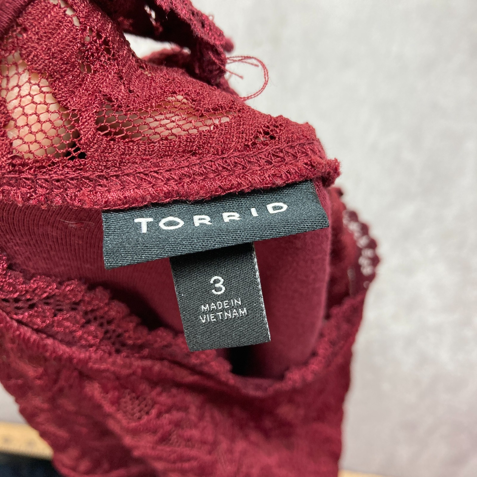 Torrid Bodysuit Size 3 Dark Red Lace Top Whimsigoth Dark Romantic