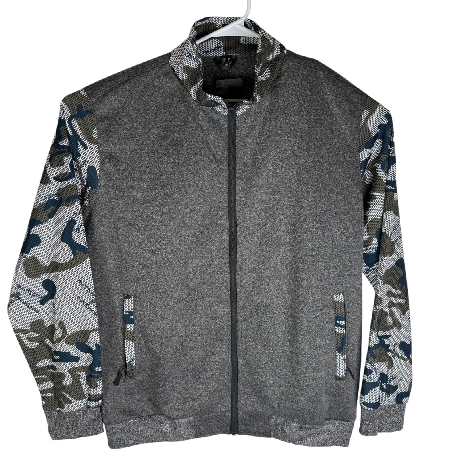 TacVasen Mens XL Full Zip Bomber Jacket Grey Camo Tactical Lightweight NWT