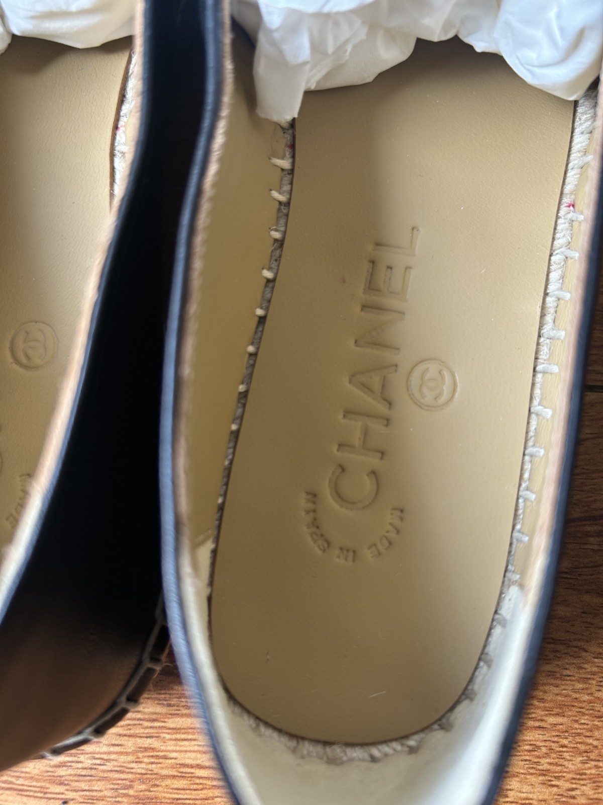 Chanel CC Logo Slip on Espadrilles in Black EU 37 US 7