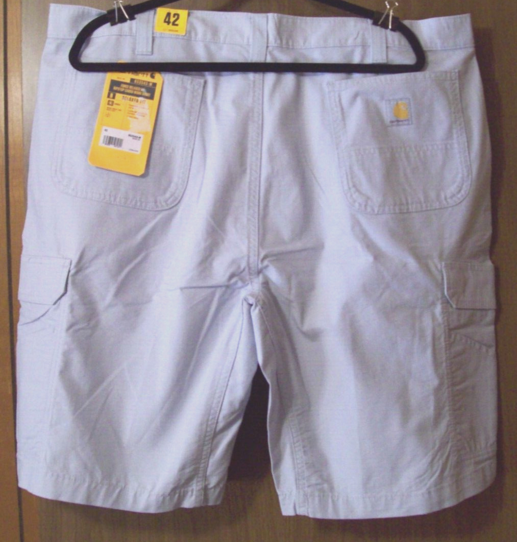 New Men’s Carhartt Force Ripstop Relaxed Fit Cargo Work Shorts Sz 42, Light Gray
