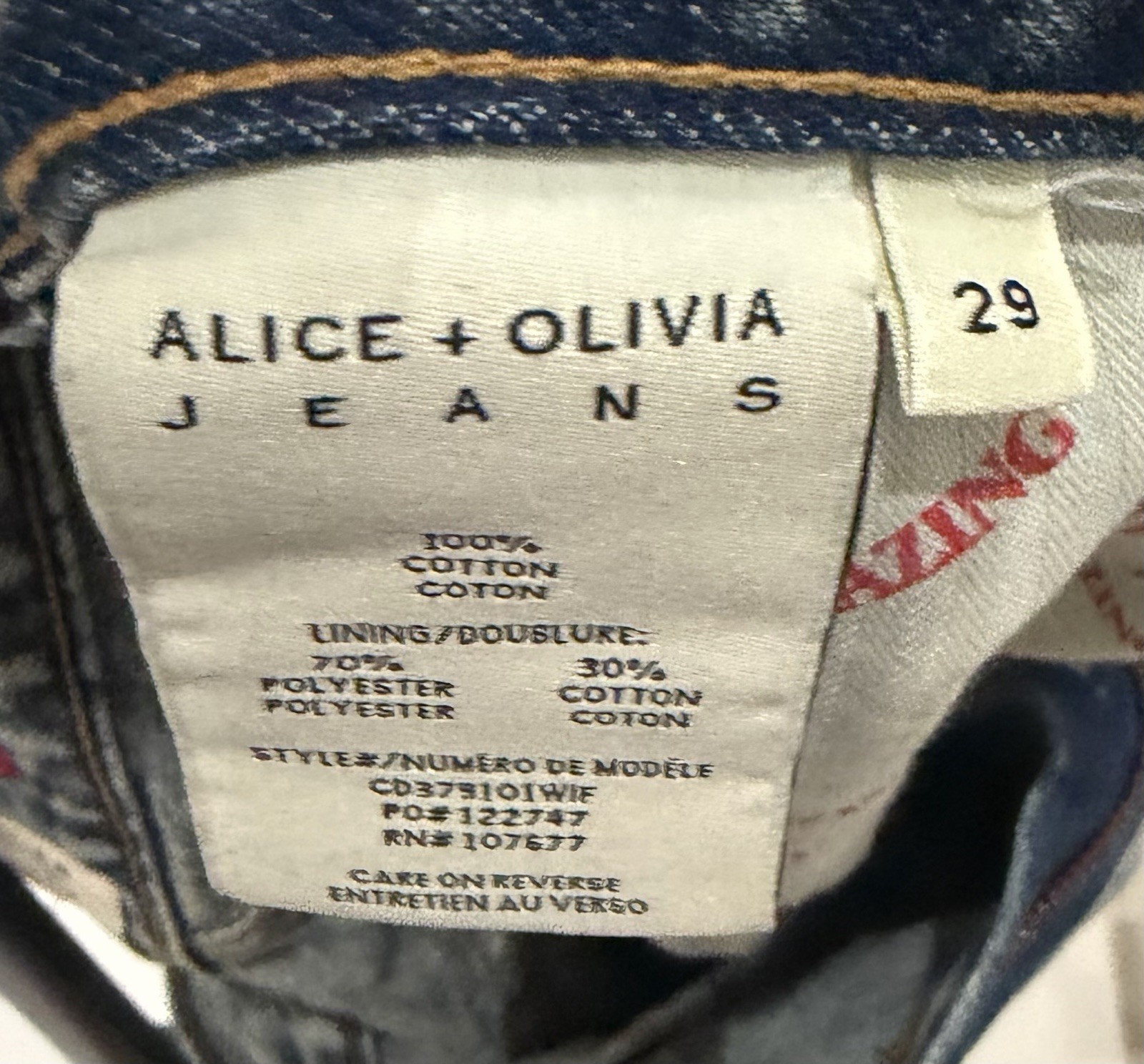 Alice + Olivia Women’s Light Wash Blue Distressed Skinny Jeans 5-Pocket Logo