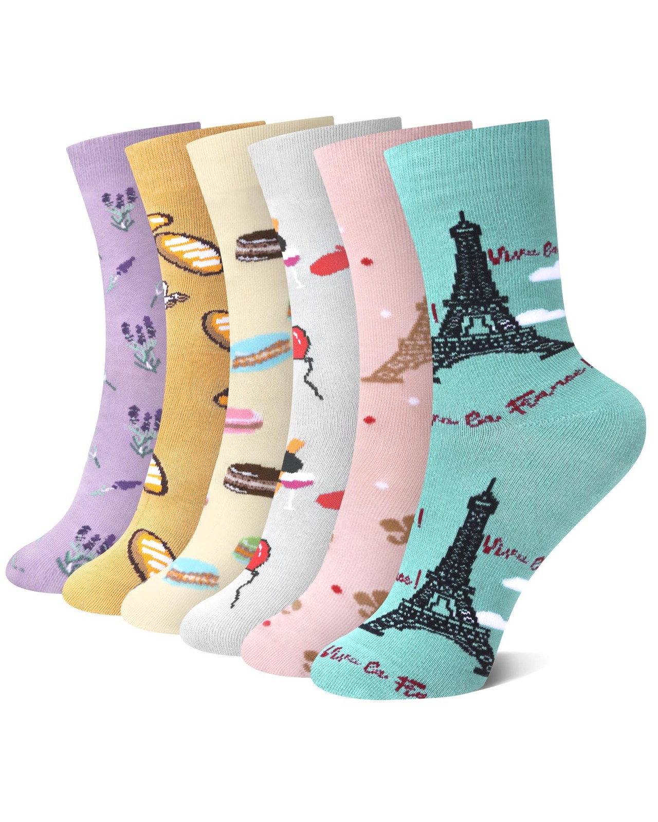 Liitrsh 6 Pairs Funny French Socks for One Size, As Shown in the Picture