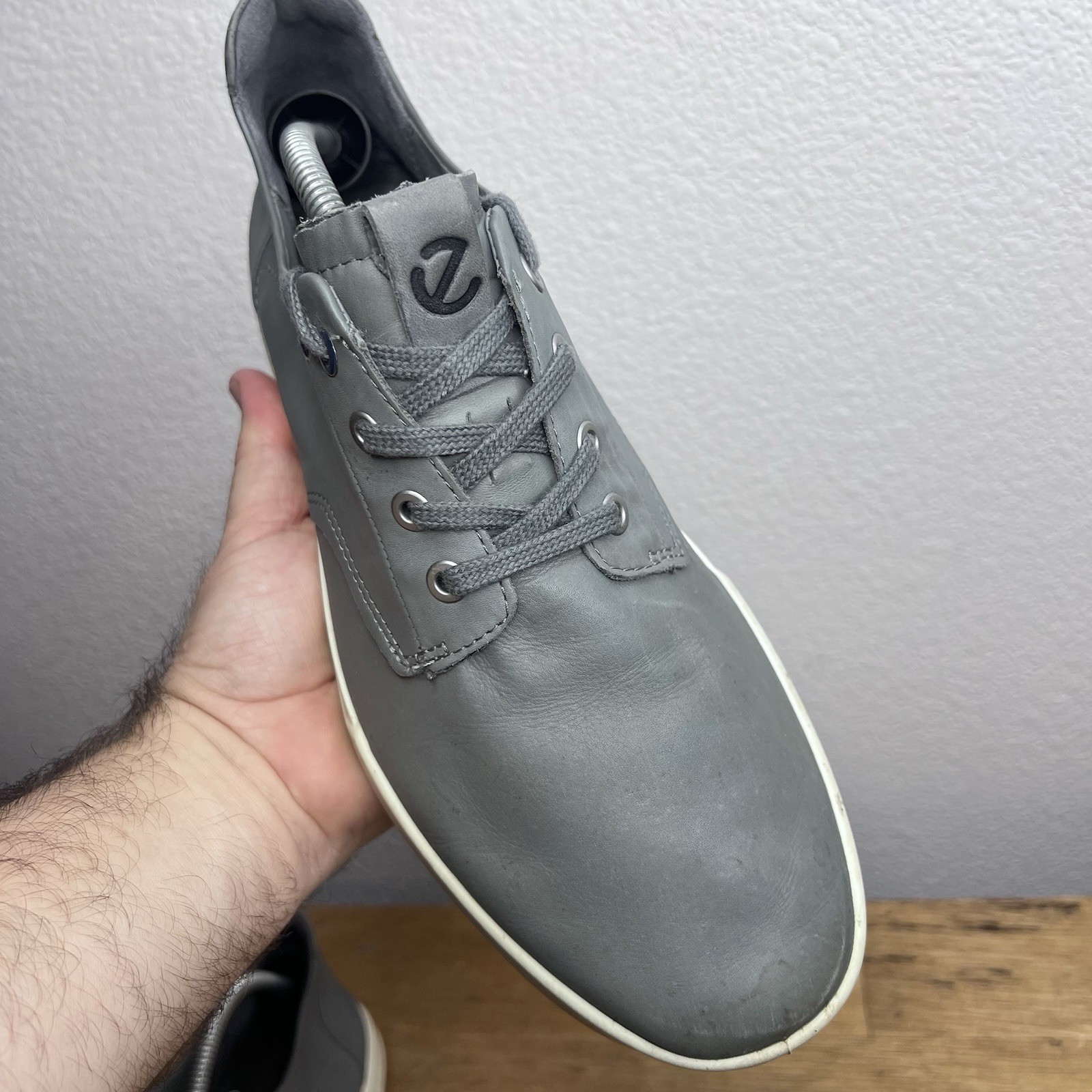 Ecco Shoes Mens 9 Collin 2.0 CVO Gray Leather Lace Up Sneakers