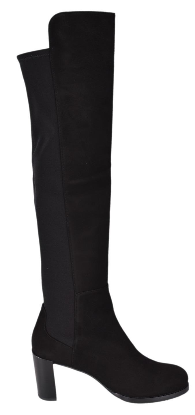 New Stuart Weitzman Women’s $765 Black Stretch Suede Lowjack Over the Knee Boots