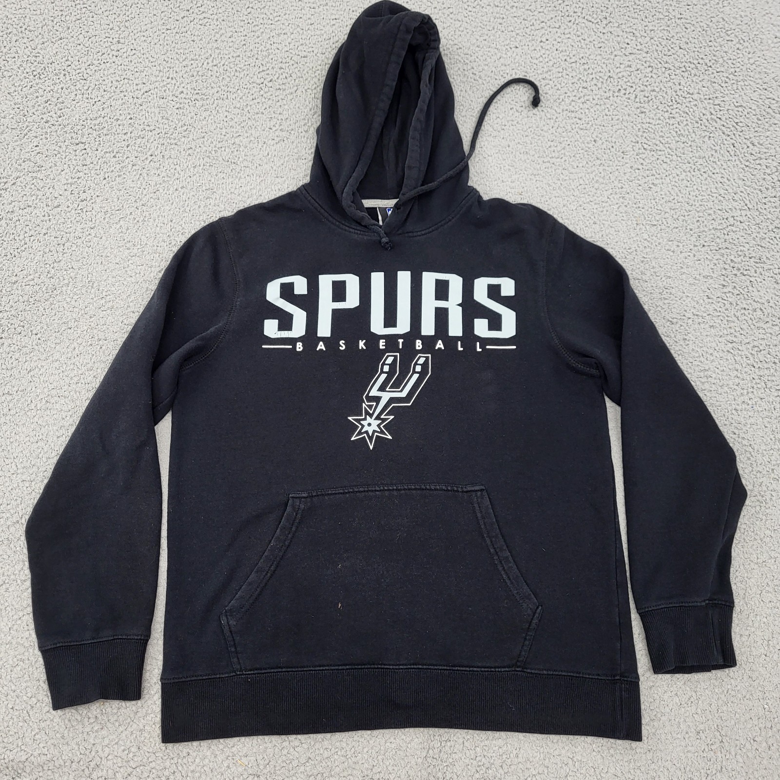 NBA Spurs Basketball Hoodie Mens Medium Black Graphic Pullover Pockets