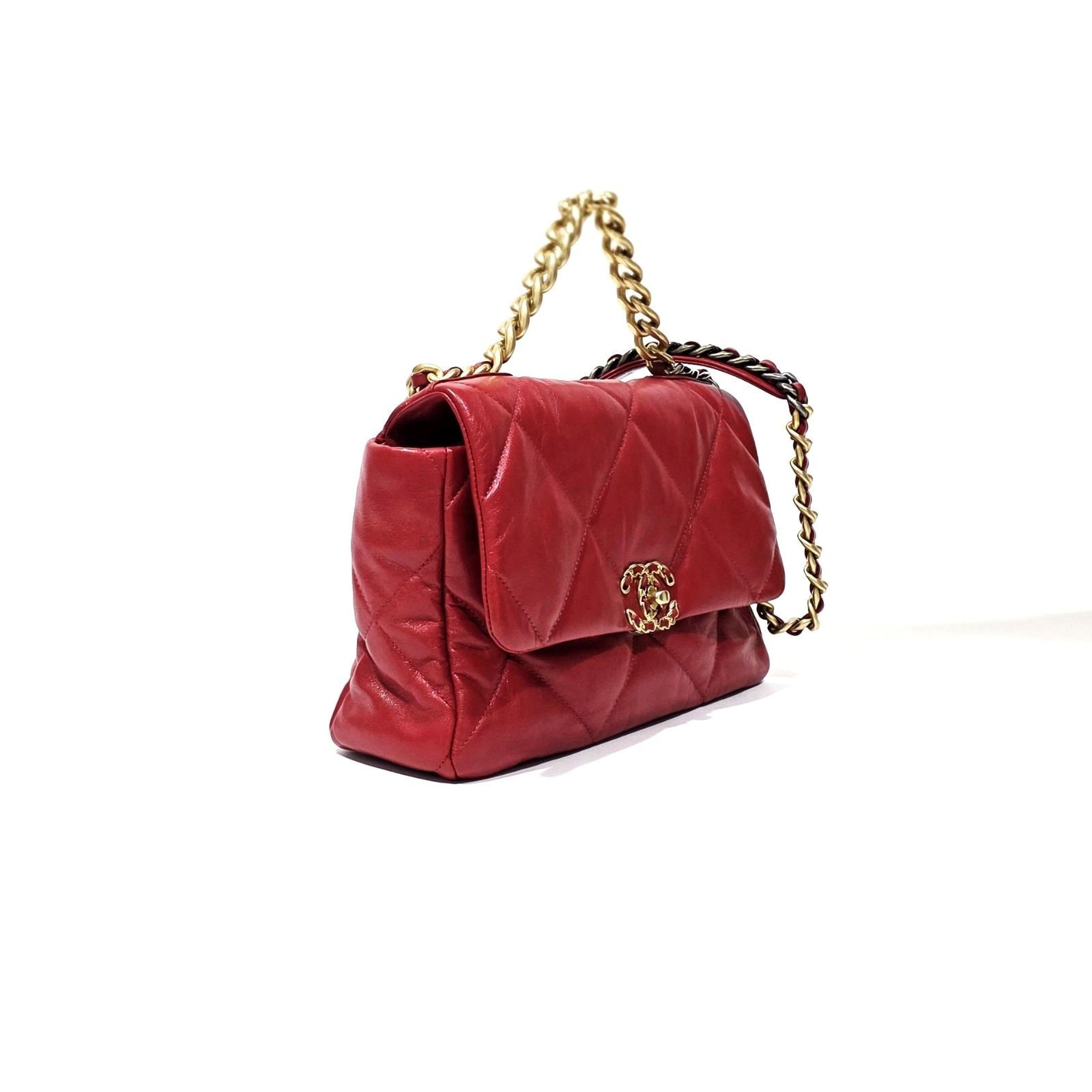 Chanel 19 Flap Red Mixed-Metal Chain Hardware Bag 29x17x9cm SN: 30512326