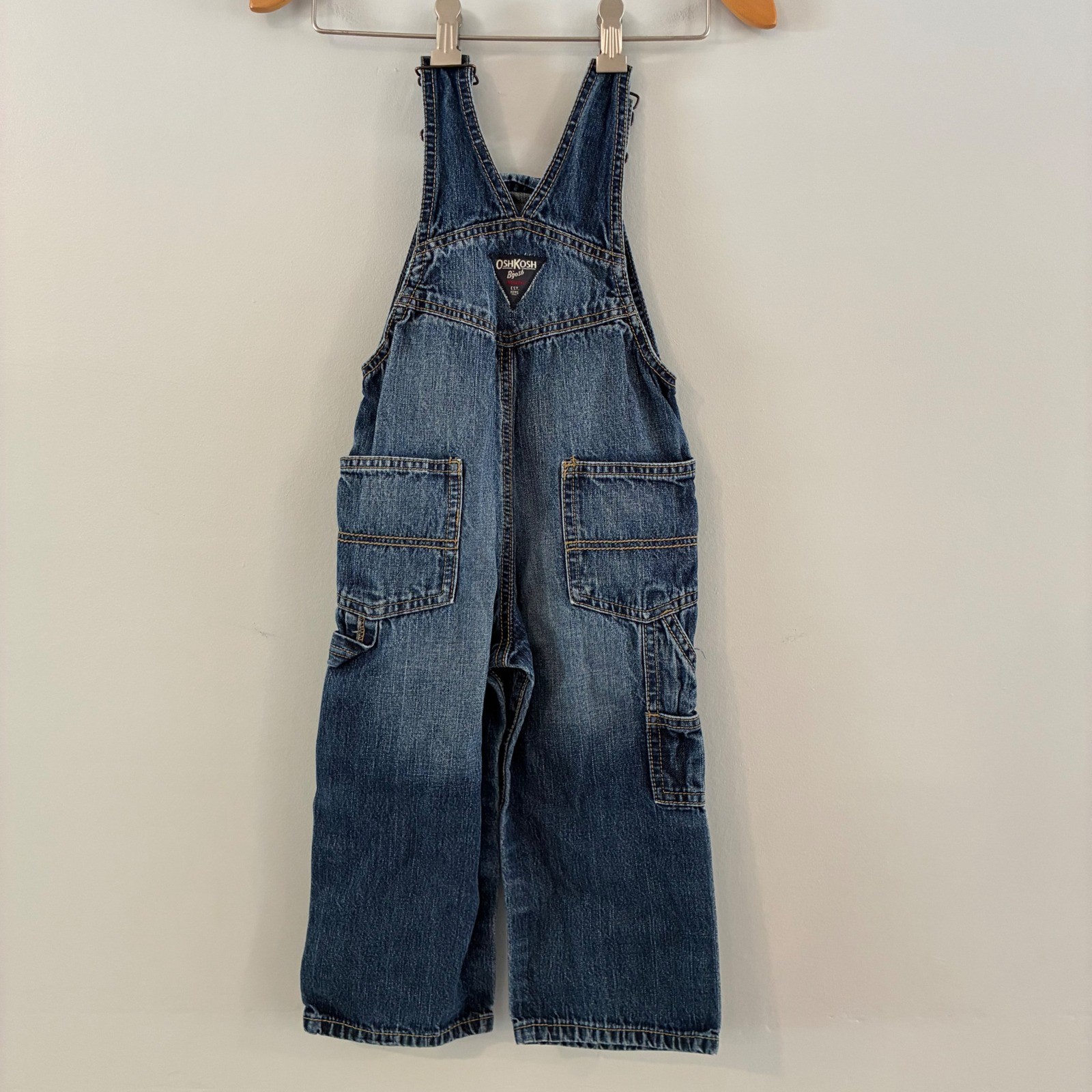 OshKosh B’gosh Overalls 2T Blue Denim Logo Graphic Carpenter Classic Heritage