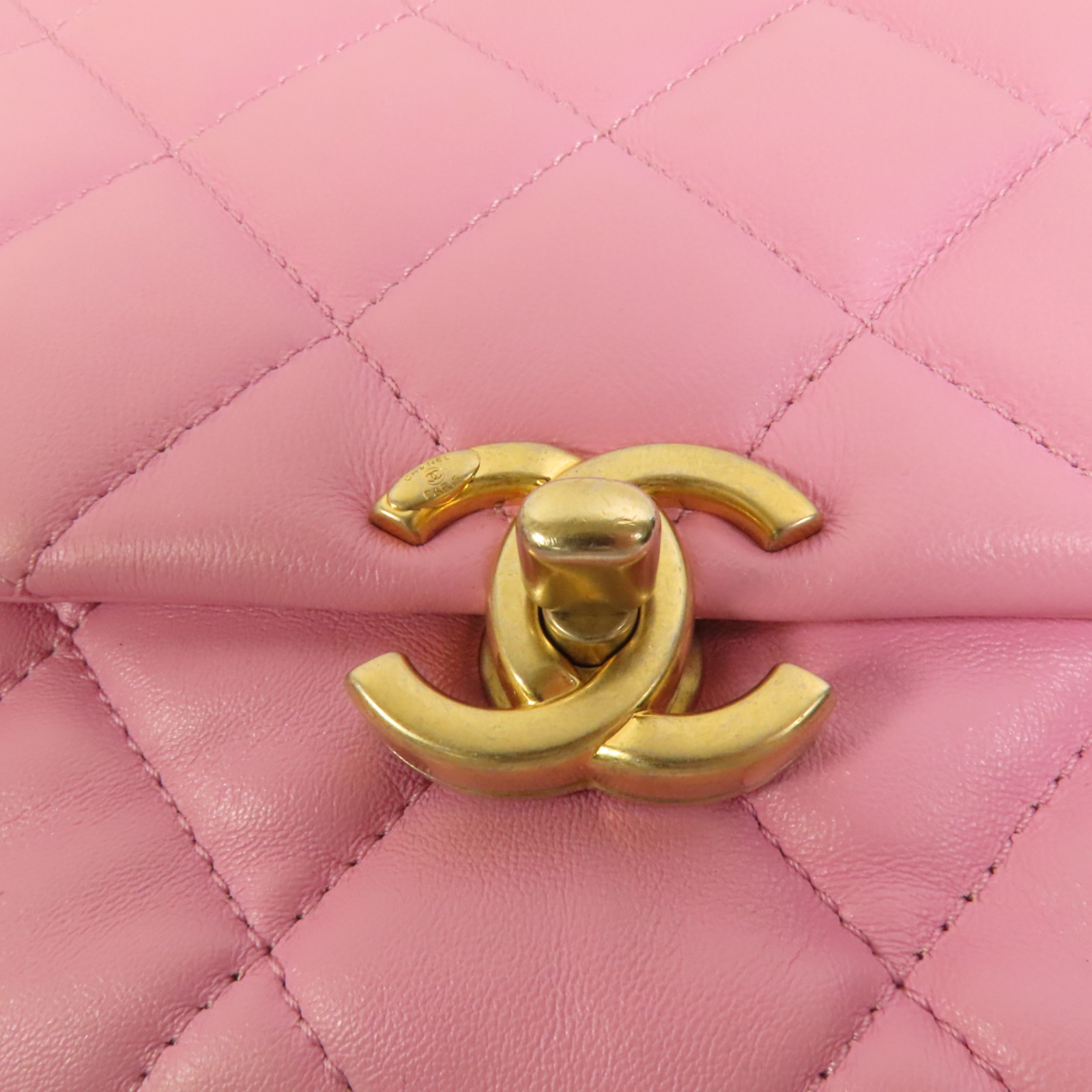 CHANEL CC GHW Chain Shoulder Bag Lambskin Leather Pink
