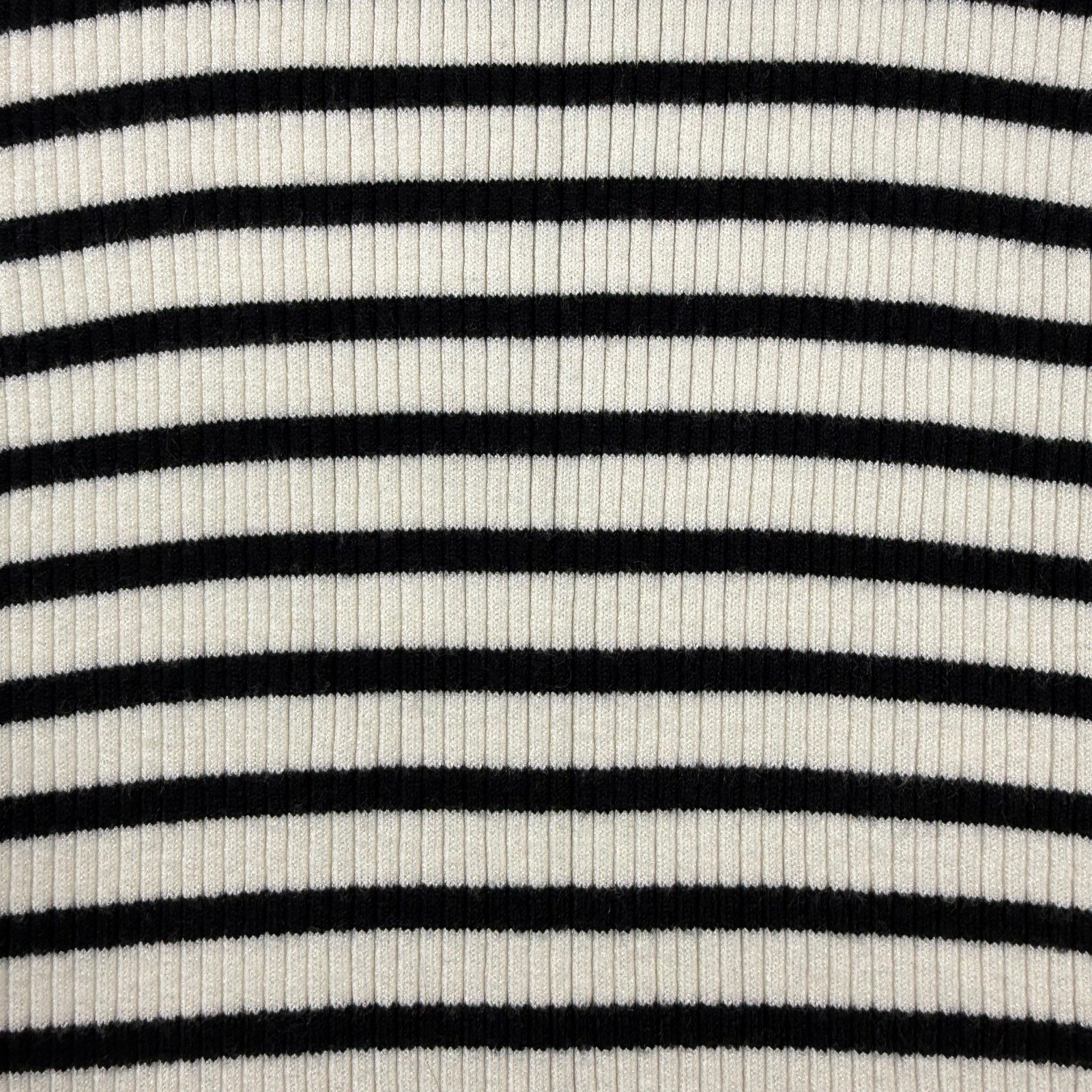 LOFT Womens Ivory Black Striped Ribbed Knit Midi Skirt Medium SP24 760849