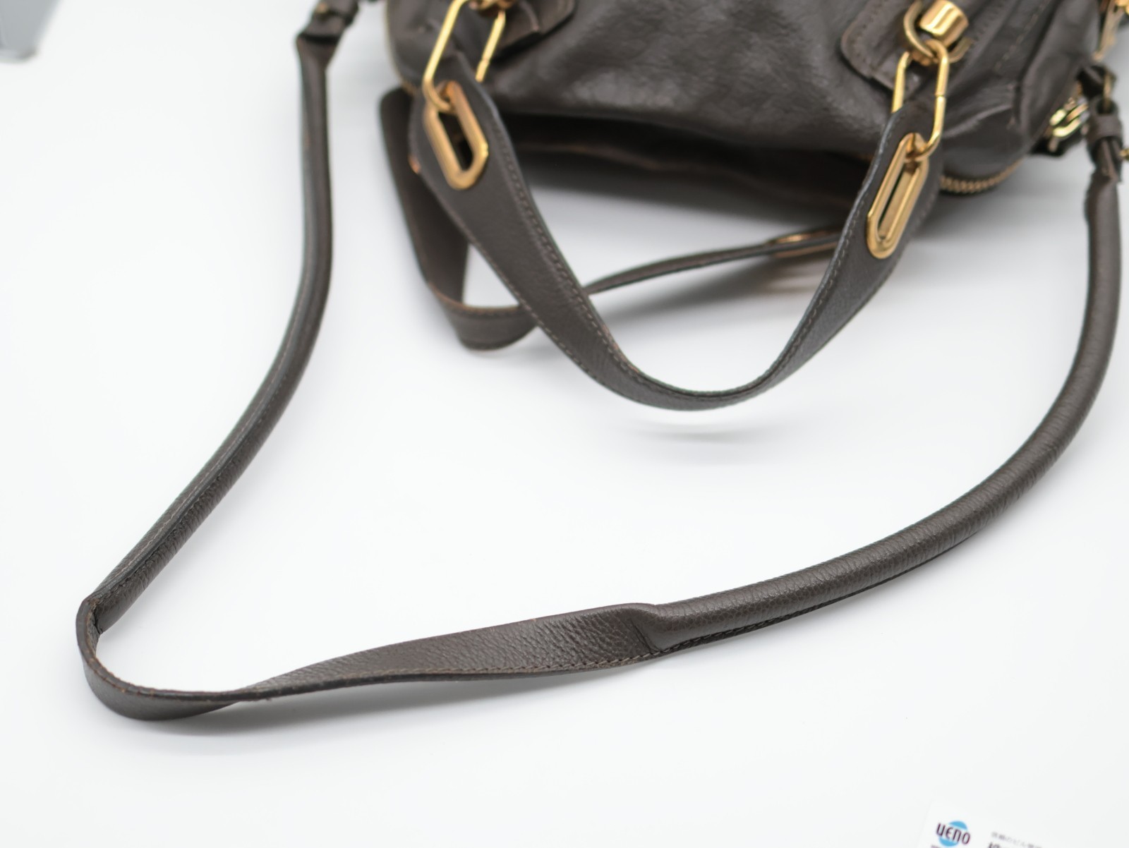 Chloe Paraty Hand Bag Gray Leather Authentic