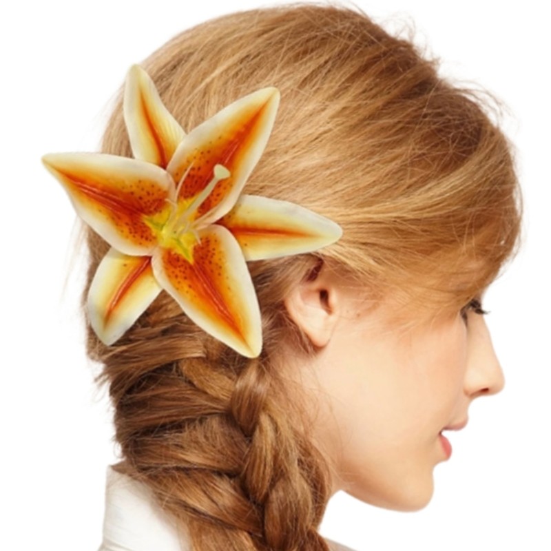 Artistic Hair Claw Accessory 3D Lilies Flower Hair Clamp For Office Lady Daily