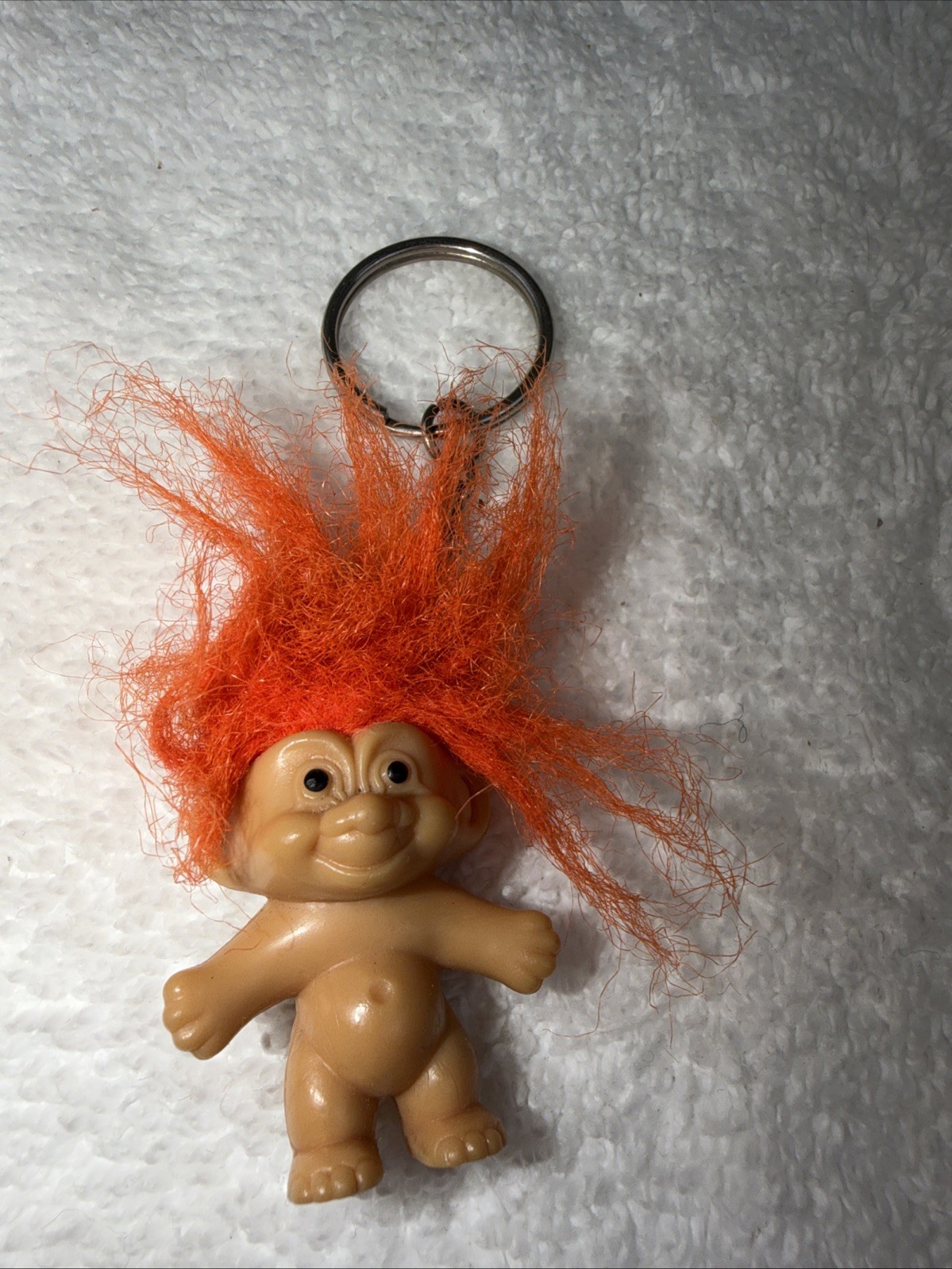 Vintage 90’s Russ Troll Doll Keychain Orange Hair 1.5″ Key Ring Cool Piece!