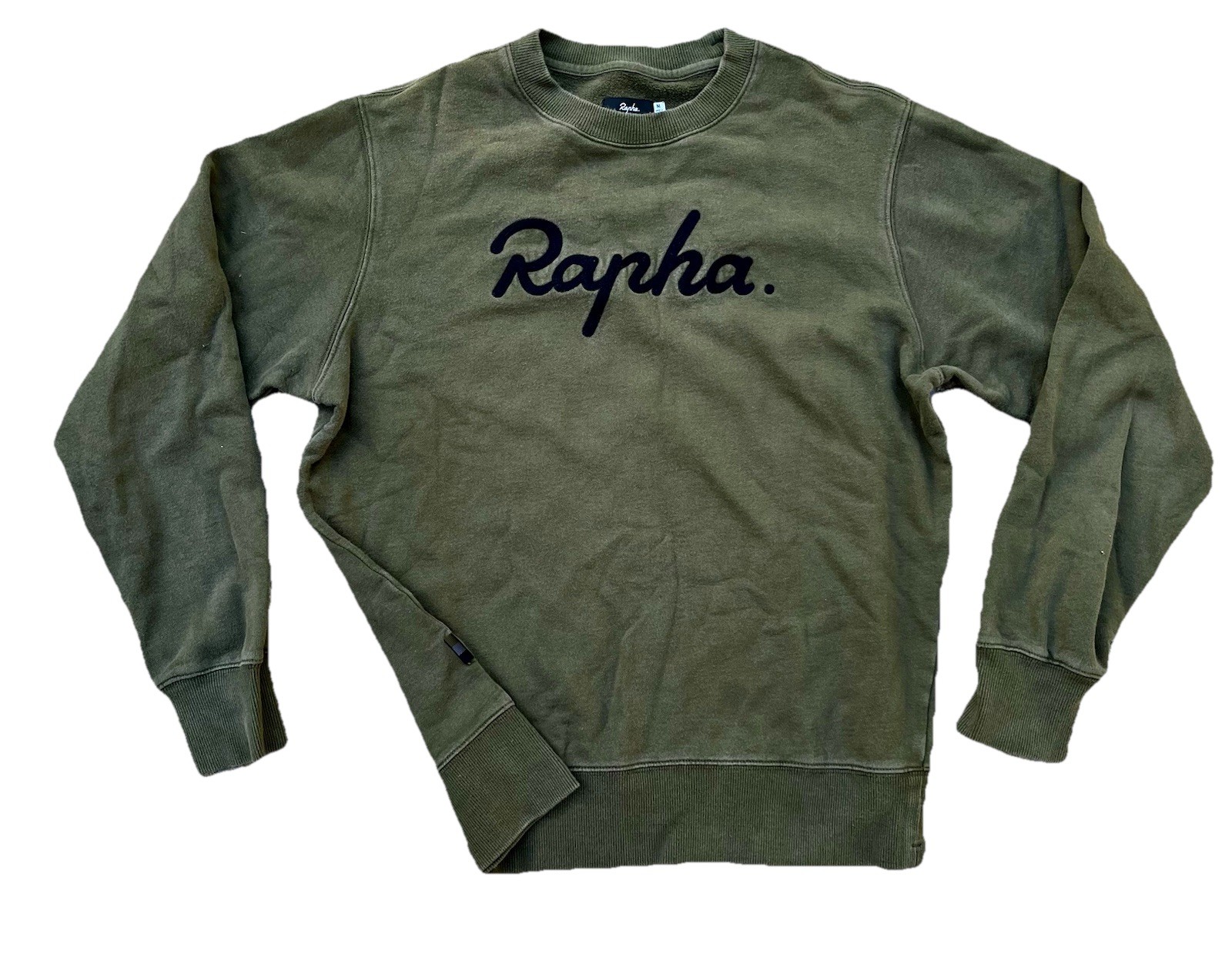 Rapha Men’s Logo Sweatshirt Organic Cotton Olive Green Marl Cycling Casual Sz M
