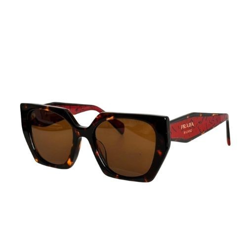 Prada PR 15WS Oversized Square Sunglasses Women Red Tortoiseshell UV400 w/ Box