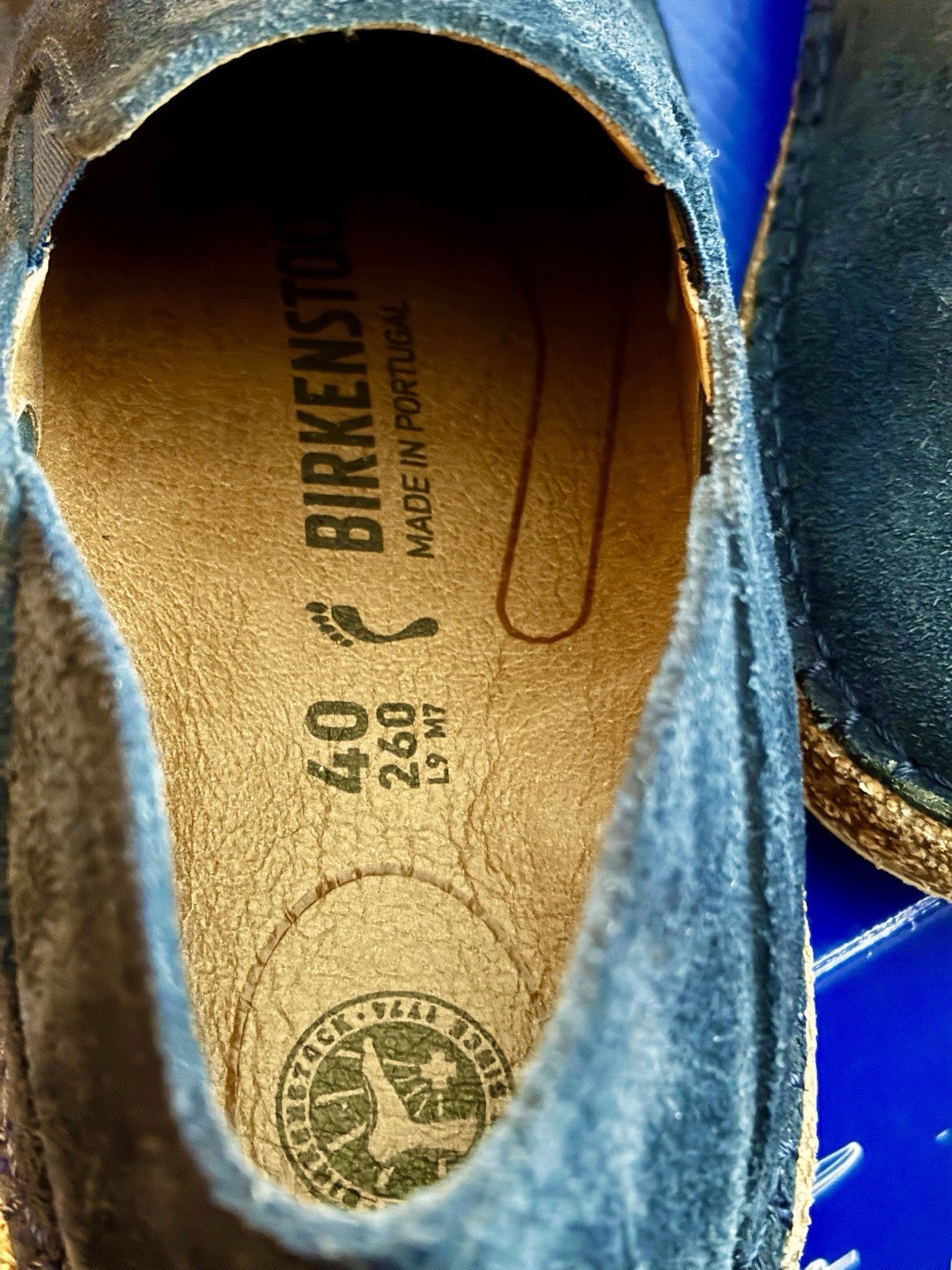 Birkenstock Callan Slip On Navy Suede Shoes Size 40
