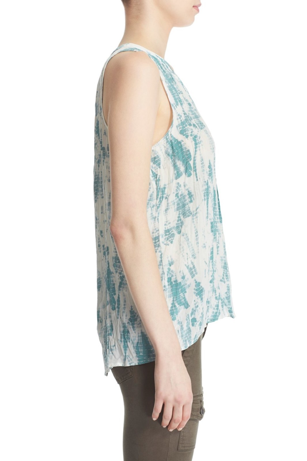 JOIE Aruna Tie-Dye 100% Silk Top Blouse NWT Blue Haze/ White Moss Teal Sz S $188
